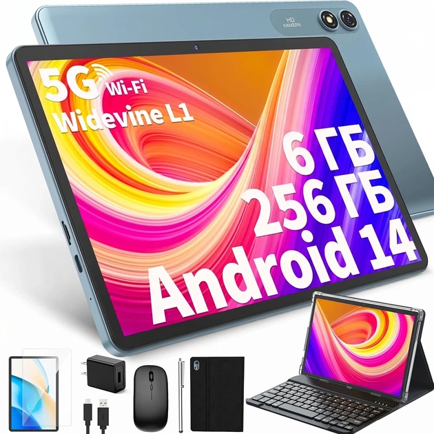 Планшет 10" HISORL T901 6/256 Гб 8 ядер Android 14 8000 мАч Черно-голубой - Фото 1 Планшет 10" HISORL T901 6/256 Гб 8 ядер Android 14 8000 мАч Черно-голубой - изображение 1