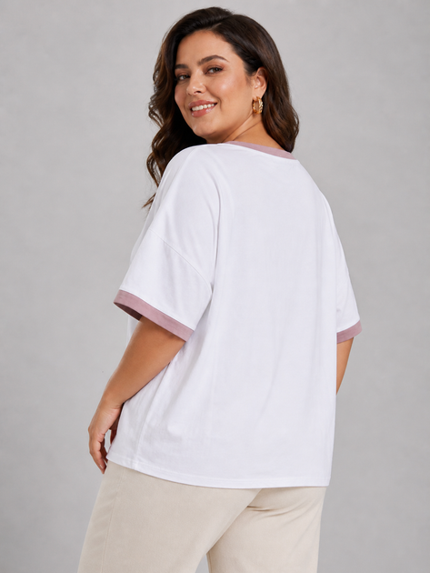 Футболка женская one size батал с завязкой лиловая (N307) - изображение 2