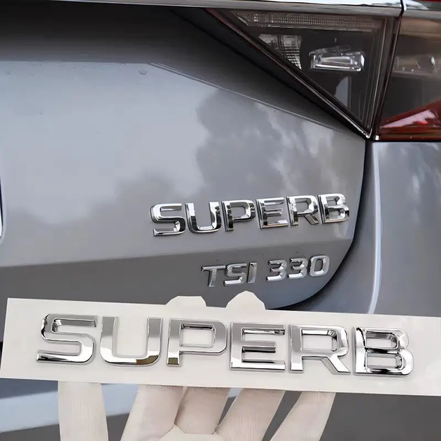 Таблички шильдики эмблема надписи SuperB Skoda (шкода) хром шкода суперБ 2 штуки - изображение 2