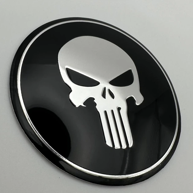Наклейки для колпачков с логотипом PUNISHER каратель 65 мм череп металлические - изображение 4