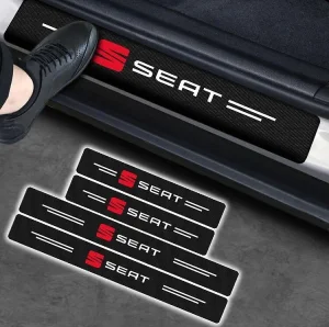 Захисна плівка накладка на пороги для сеат Seat Чорний Карбон наклейки світловідбивні написи - зображення 2