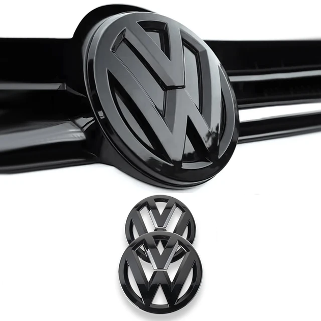 Комплект захисних накладок на штатні емблеми VW перед-зад Golf V Golf 5 Гольф 112 мм 128 мм чорні - Фото 4 Комплект захисних накладок на штатні емблеми VW перед-зад Golf V Golf 5 Гольф 112 мм 128 мм чорні - зображення 4