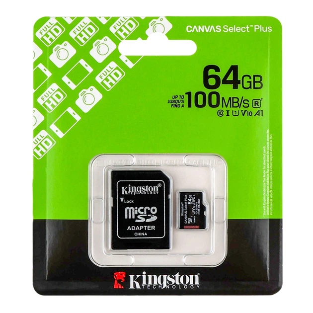 Карта памяти Kingston Canvas Select Plus Gen3 microSDXC (UHS-1) 64gb 10 Class & Adapter Черный - изображение 2