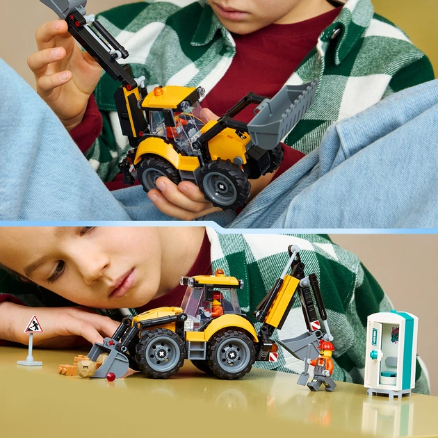 Zestaw klocków LEGO City Żółta koparko-ładowarka 301 element (60480) - obraz 8