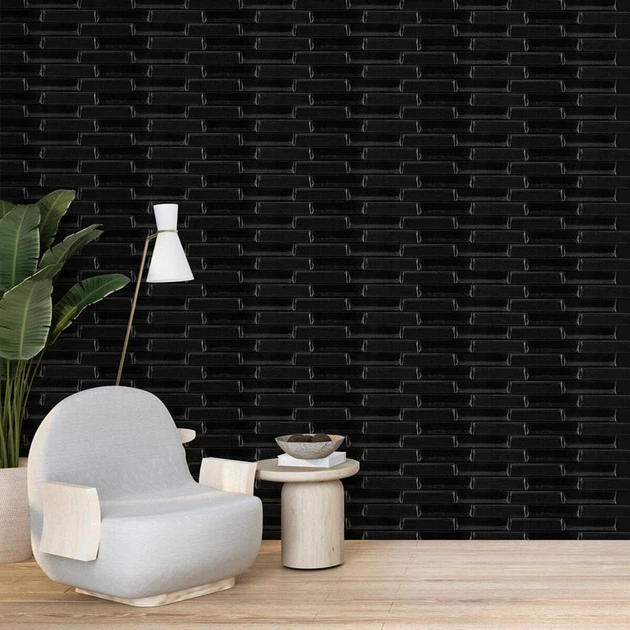 3D панель самоклеюча Sticker Wall на стіну, для кухні, ванної кімнати та інших приміщень кладка чорна 700х770х7мм SW-00000303 - зображення 5