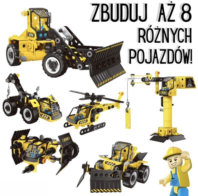 Klocki Konstrukcyjne Woopie STEAM Zbuduj Pojazdy Budowlane 8w1 (46638)(5906280656638) - obraz 2