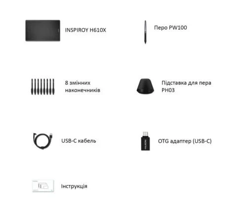 Планшет Huion H610X USB, Black - Фото 5 Планшет Huion H610X USB, Black - изображение 5