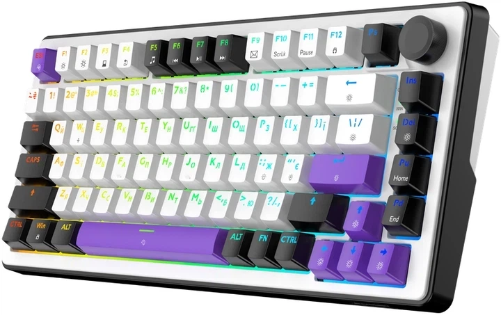 Клавіатура дротова Hator Hellyberry HK75 Mechanical Linear RGB USB White/Violet (HK75) - зображення 3