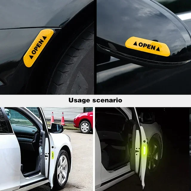 Отражатель на автомобильные двери Светоотражающие наклейки для двери авто 4 штуки Yellow - изображение 7