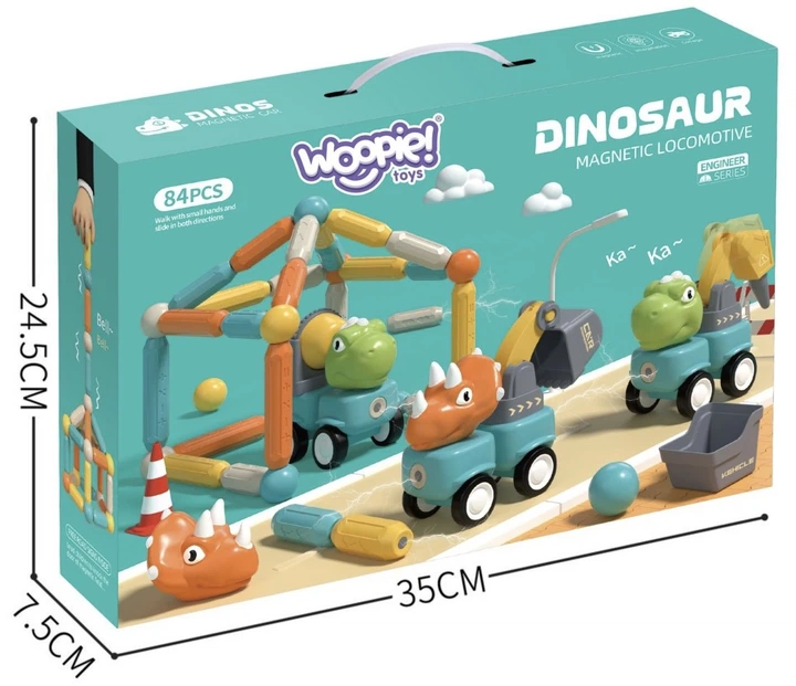 Klocki Magnetyczne Woopie Dinozaury Konstrukcyjne Zestaw 84 elementy (41008) (5906280651008) - obraz 8