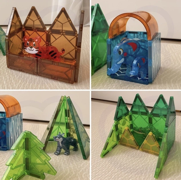 Klocki Magnetyczne 3D Woopie Zestaw Edukacyjny Zwierzęta Dżungli 45 elementy (45860) (5906280655860) - obraz 6
