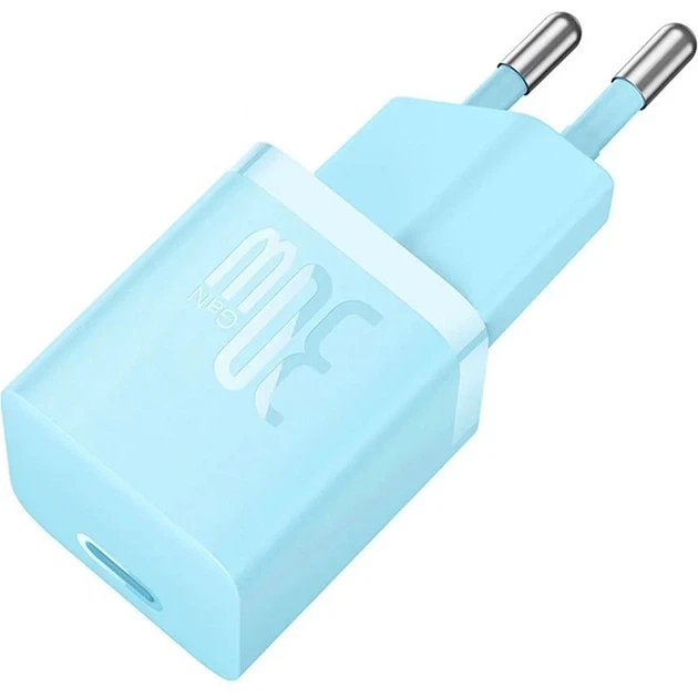 Сетевое зарядное устройство Baseus GaN5 Mini Fast Charger 1Type-C 30W+ Cable Type-C to Type-C 100W 1m P10110902313-00 Blue - Фото 4 Сетевое зарядное устройство Baseus GaN5 Mini Fast Charger 1Type-C 30W+ Cable Type-C to Type-C 100W 1m P10110902313-00 Blue - изображение 4