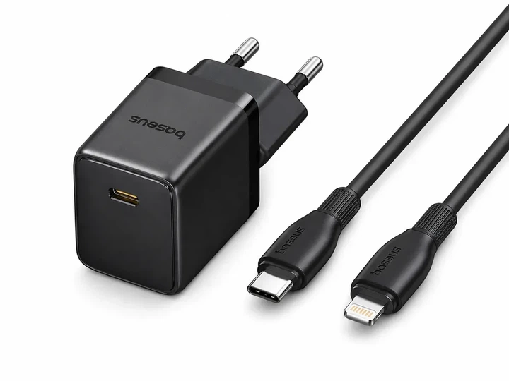 Сетевое зарядное устройство Baseus Palm Fast Charger Type-C 20W with Cable Type-C to Lightning E0116401 Black - Фото 1 Сетевое зарядное устройство Baseus Palm Fast Charger Type-C 20W with Cable Type-C to Lightning E0116401 Black - изображение 1