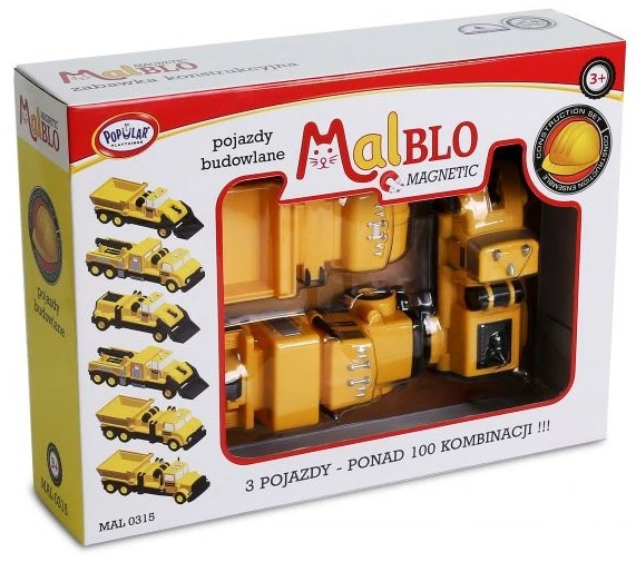 Zestaw zabawek magnetycznych MalBlo Magnetic Pojazdy Budowlane MAL 0315 (755828603154) - obraz 6
