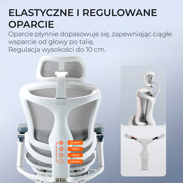 Fotel biurowy Sihoo DORO C300 Pro Mesh White (DORO-C300-PRO-M102-JT) - Zdjęcie 11 Fotel biurowy Sihoo DORO C300 Pro Mesh White (DORO-C300-PRO-M102-JT) - obraz 11