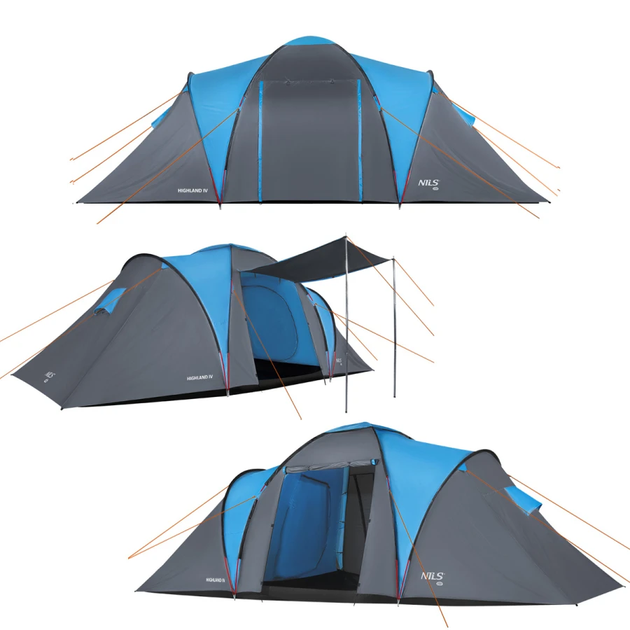 Кемпінгова палатка NILS CAMP NC6431 HIGHLAND IV сіро-блакитний - зображення 2