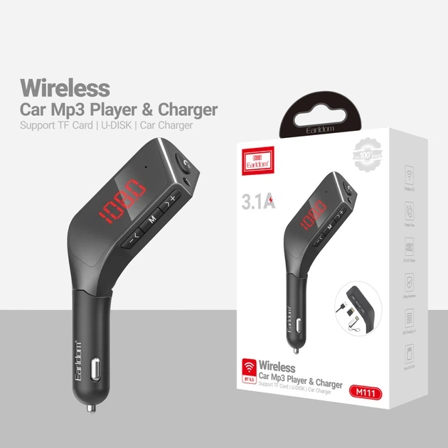 FM модулятор MP3 с Bluetooth 5.3 и двумя USB — Earldom ET-M111 Black (786272) - изображение 8