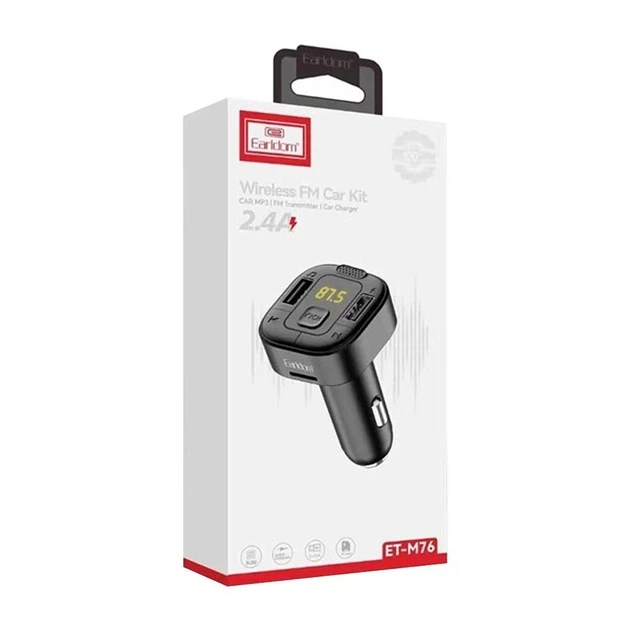 FM модулятор MP3 с LCD-дисплеем и двумя USB — Earldom ET-M76 Black (778356) - изображение 2