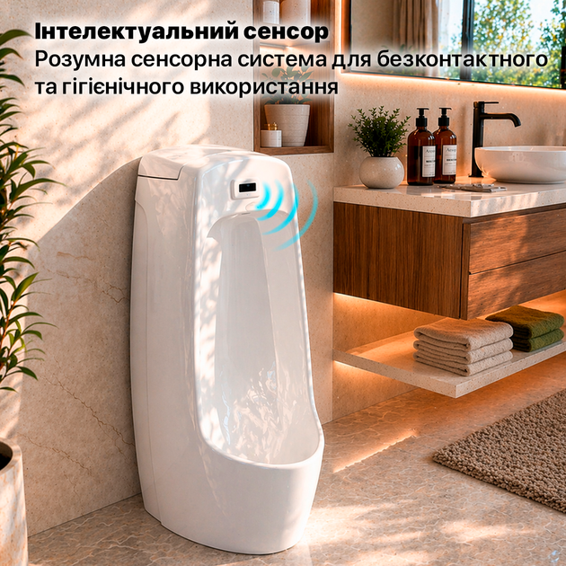 Писсуар напольный сенсорный с датчиком движения настенный писсуар автоматического смыва керамический 100х44х37 см Asans - Фото 3 Писсуар напольный сенсорный с датчиком движения настенный писсуар автоматического смыва керамический 100х44х37 см Asans - изображение 3