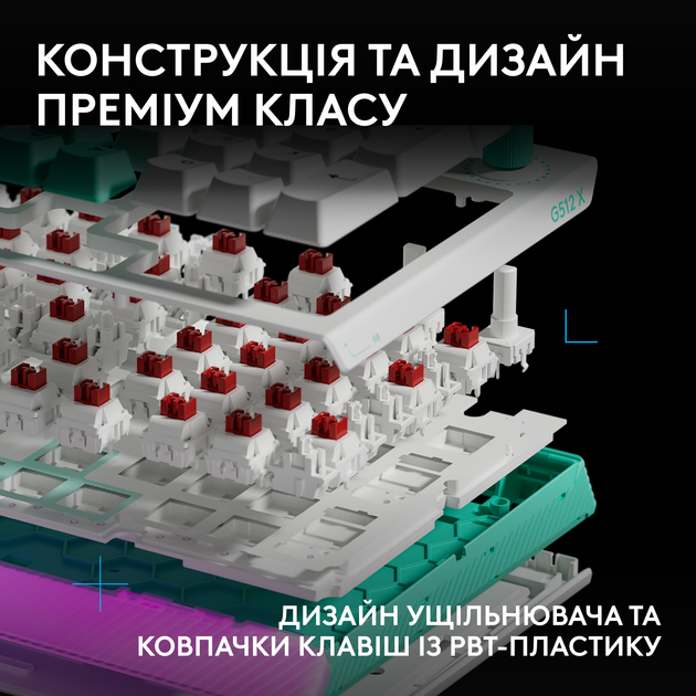Клавиатура проводная Logitech G512 X 98 Tactile Switch RGB USB US INT'L White (920-014003) - изображение 10