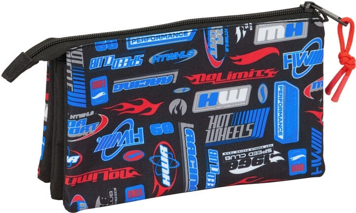 Piórnik Safta Hot Wheels potrójny Czarny 22 x 3 x 12 cm (8412688598618) - obraz 2