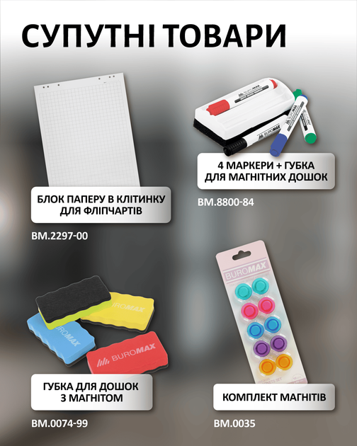 Флипчарт двухсторонний Buromax магнитно-маркерный 70 х 100 см (BM.0201) - изображение 12