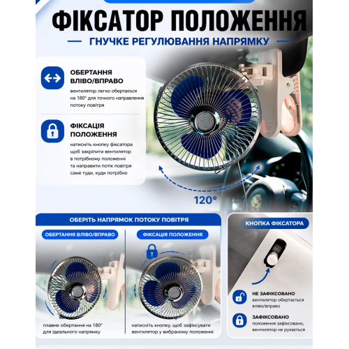 Вентилятор Vitol ВН12607С 150мм 12V на клипсе с поворотом 120° - изображение 15