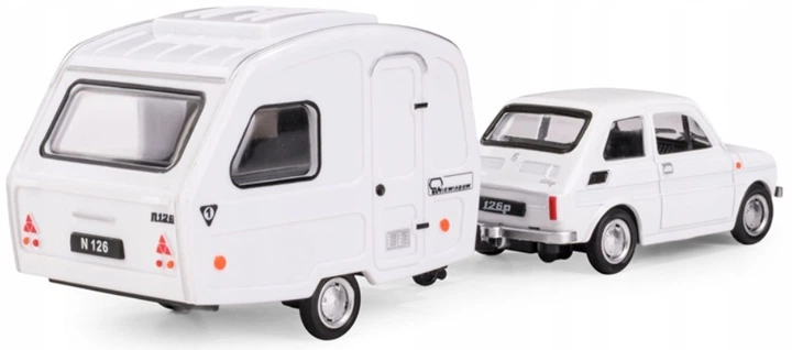 Model kolekcjonerski Daffi Fiat 126p + Przyczepa Kempingowa Niewiadow 1:43 K-606 Biały (5905422116061) - obraz 5