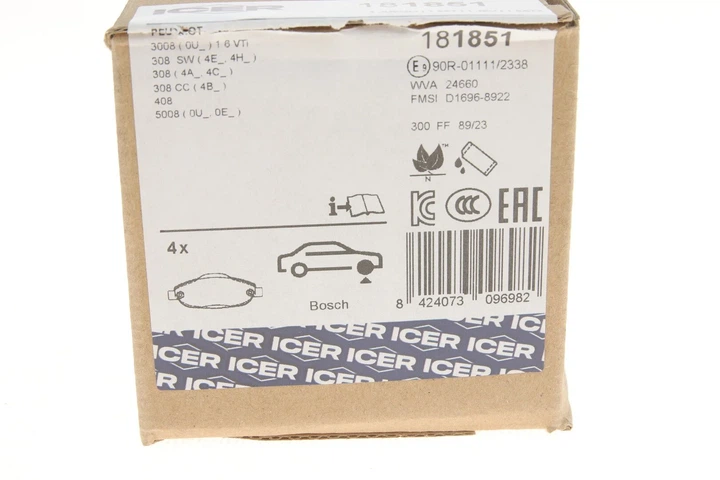 Комплект гальмівних колодок (дискових) ICER 181851 ICER 181851 Peugeot 308, 408, 3008, 5008 1647862780, 1613259380, 425426 - изображение 9