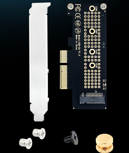 Адаптер PCI-E x4 для M.2 NVMe SSD 2230/2242/2260/2280 (M-Key, Black) - Фото 3 Адаптер PCI-E x4 для M.2 NVMe SSD 2230/2242/2260/2280 (M-Key, Black) - зображення 3