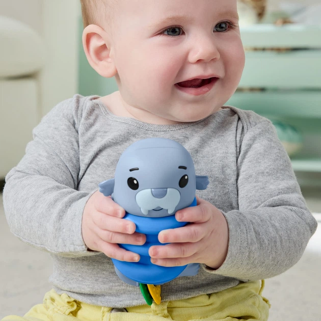 Zabawka sensoryczna grzechotka Fisher-Price Mors z silikonową sprężynką (JHB56) (194735327072) - obraz 4