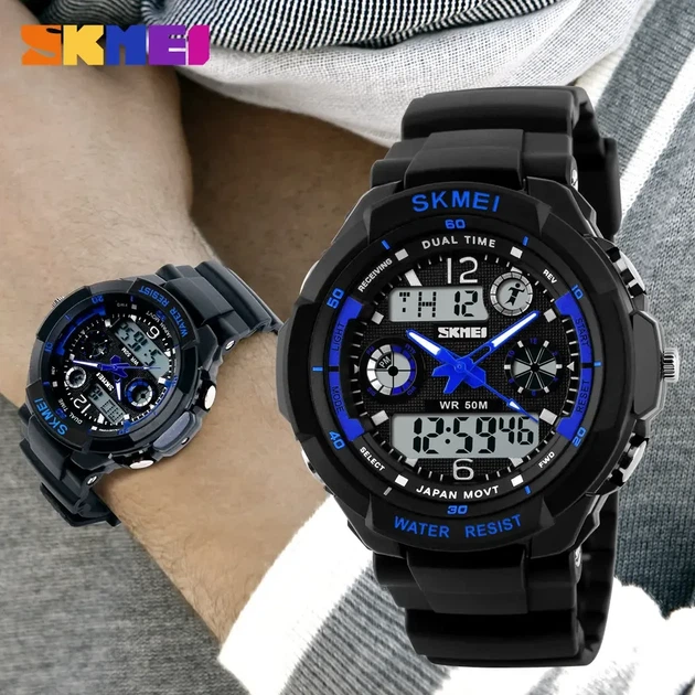 Чоловічий спортивний годинник Skmei 0931BU Blue | Цифровий, водонепроникний, з підсвіткою та будильником (sk0931bu) - зображення 3