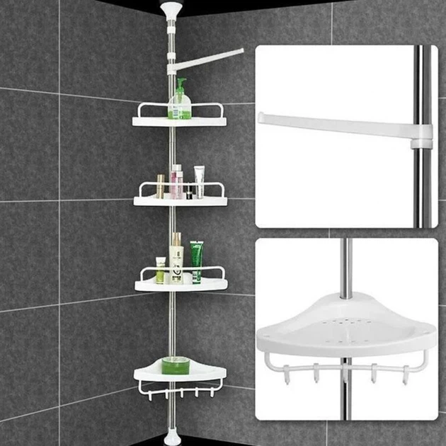 Полка для ванной Multi Corner Shelf GY-188, раздвижная, угловая, регулируемая, металл - изображение 5
