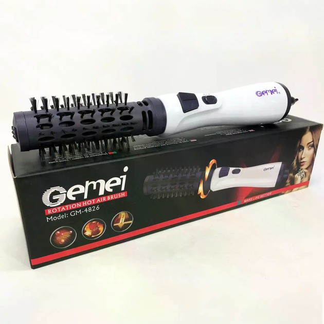 Фен-щетка Gemei GM-4826 1000W, вращающаяся, для укладки и объема - изображение 3