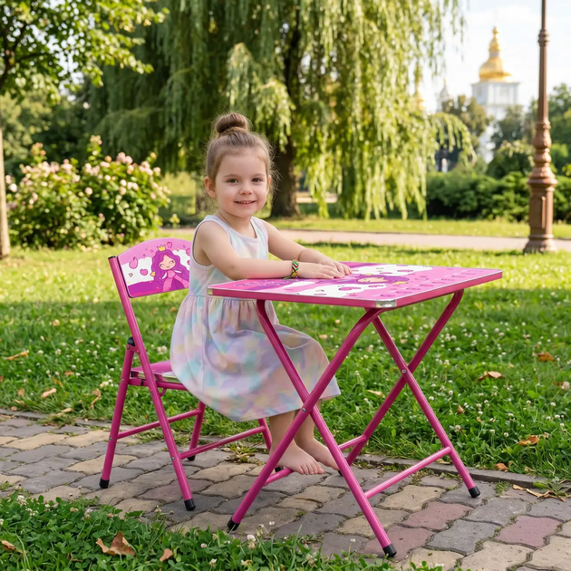 Детский столик Bambi X-399 складной 60×40 см фиолетовый для рисования и игр - Фото 4 Детский столик Bambi X-399 складной 60×40 см фиолетовый для рисования и игр - изображение 4