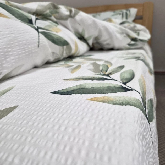 Постільна білизна KoTetextile з Турецької жатки полуторка 155-215 см 50-70 2шт білий з зеленим - зображення 6