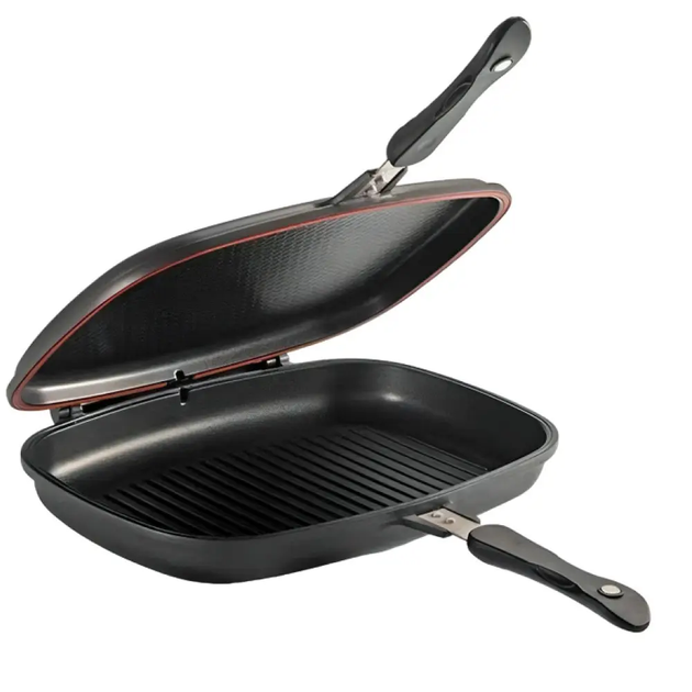 Сковорода гриль подвійна 32 см, / Антипригарна сковорідка гриль Double grill Pan (L) - зображення 4