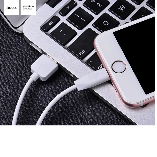 Кабель HOCO X1 USB to iP 2.4A, 1m, PVC, PVC connectors, White - Фото 2 Кабель HOCO X1 USB to iP 2.4A, 1m, PVC, PVC connectors, White - зображення 2