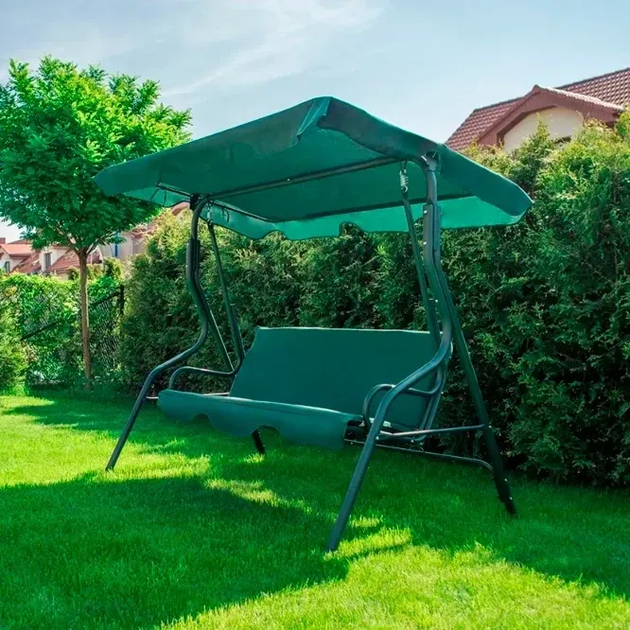 Гойдалка садова 4P Garden 180х110см посилена 3 х місцева металева з тентом з м'яким диваном для дачі саду, будинку (Зелена) - Фото 9 Гойдалка садова 4P Garden 180х110см посилена 3 х місцева металева з тентом з м'яким диваном для дачі саду, будинку (Зелена) - изображение 9