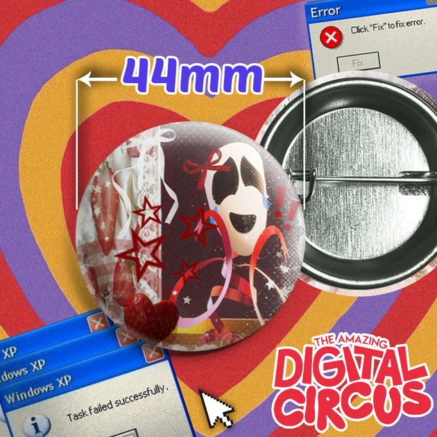 Значок Гэнгл из веб-сериала Удивительный цифровой цирк / The Amazing Digital Circus. №64. 44мм - Фото 1 Значок Гэнгл из веб-сериала Удивительный цифровой цирк / The Amazing Digital Circus. №64. 44мм - изображение 1