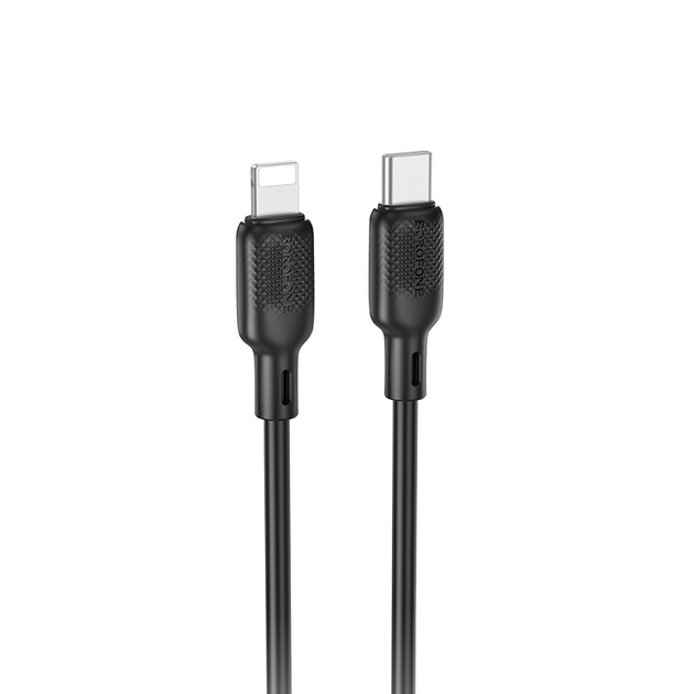 Кабель BOROFONE BX113 Lenny PD silicone charging data cable iP(L=1M) Чорний - зображення 3