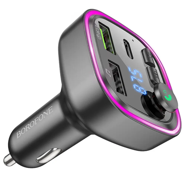 АЗП з FM-модулятором BOROFONE BC48 Broad QC3.0 car BT FM transmitter 18W Black - Фото 3 АЗП з FM-модулятором BOROFONE BC48 Broad QC3.0 car BT FM transmitter 18W Black - изображение 3