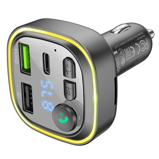 АЗП з FM-модулятором BOROFONE BC48 Broad QC3.0 car BT FM transmitter 18W Black - Фото 4 АЗП з FM-модулятором BOROFONE BC48 Broad QC3.0 car BT FM transmitter 18W Black - изображение 4