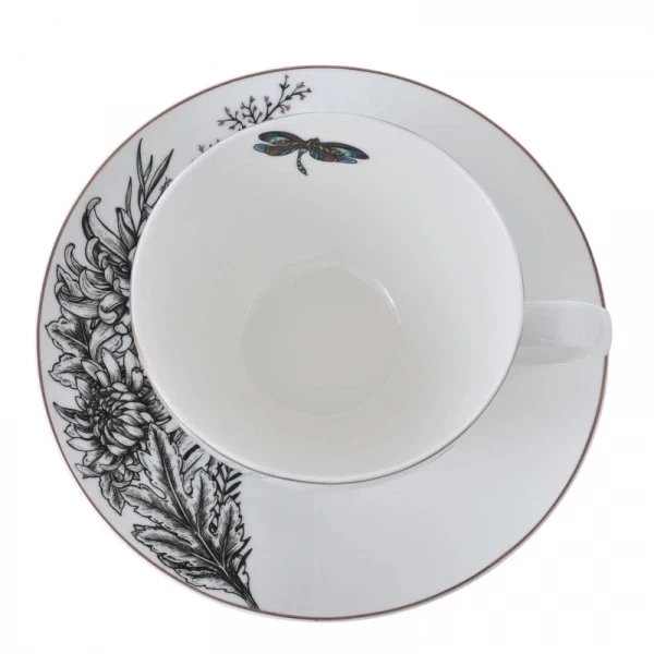 Чашка чайная с блюдцем фарфоровая Astera Charm Dragonfly 410 мл (A0530-CS410-A) - Фото 3 Чашка чайная с блюдцем фарфоровая Astera Charm Dragonfly 410 мл (A0530-CS410-A) - изображение 3