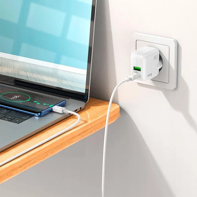Мережевий зарядний пристрій HOCO C111A Lucky dual-port PD30W+QC3.0 charger White - зображення 5