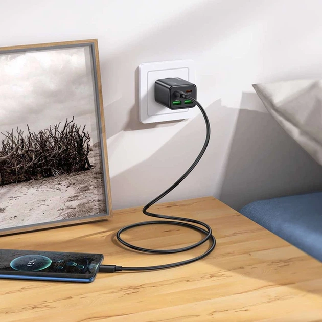 Мережевий зарядний пристрій HOCO N56 Fundador four-port PD30W(2C2A) charger(EU) Black - изображение 5