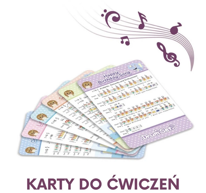 Perkusja edukacyjna dla dzieci Woopie 5 bebnow 1 talerz taboret z motywem zwierzatek (55099) (5906280655099) - obraz 3