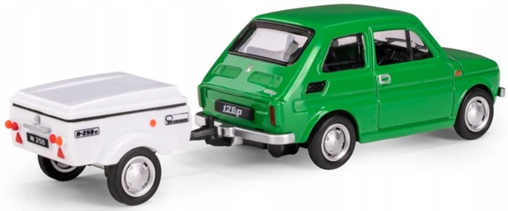 Model kolekcjonerski Daffi Fiat 126p + Przyczepa Niewiadow Krótka 1:43 K‑613 Zielony (5905422116139) - obraz 4