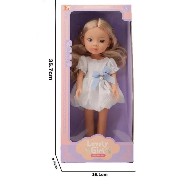 Лялька Lovely girl 33 см у сукні з бантом та довгим волоссям у коробці 36 см LS1350-3 - Фото 8 Лялька Lovely girl 33 см у сукні з бантом та довгим волоссям у коробці 36 см LS1350-3 - зображення 8