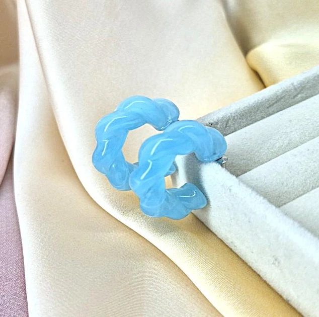 Женские сережки Крученые кольца Акрил jewelry Голубые - изображение 2